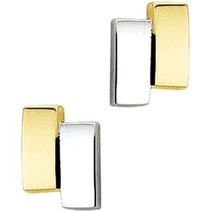 Oorknopjes - 14K Bicolor Goud - Geel/Wit - Poussette Sluiting