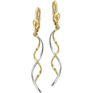 Oorhangers - Bicolor - 14K Goud - Wit en Geel - Brisur Haak