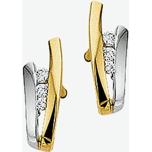 The Jewelry Collection Stekeroorringen Zirkonia - Bicolor Goud (14 Krt.)