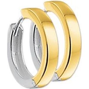 klapoorringen vlakke buis 14K bicolor goud geel/wit 4203016