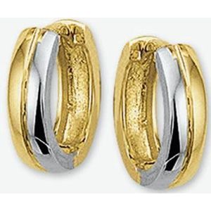 The Jewelry Collection Klapoorringen 3,5 mm Bol - Bicolor Goud
