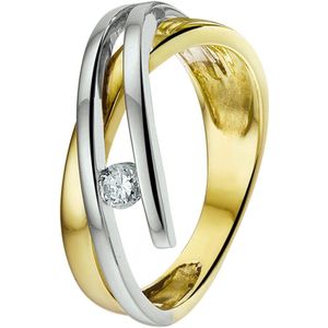 Trendjuwelier - Huiscollectie 4205711 - Bicolor Gouden Zirkonia Ring