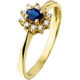 Ring - Geelgoud - Halo - Saffier en Diamant - 0.08ct H P1