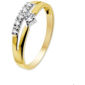 ring zirkonia 14K bicolor goud geel/wit 4205740