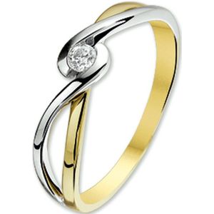 Ring - Bicolor Goud - Dames - Gepolijst - Zirkonia