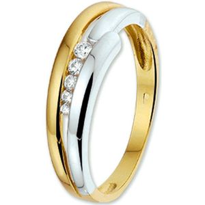 Ring - Bicolor - 14K Goud - Geel/Wit - Zirkonia