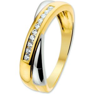 Ring - Bicolor - Goud - Geel/Wit - 14K - Zirkonia