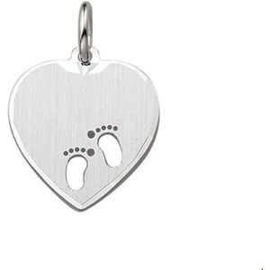 Zilveren Hanger - Hart - 16x15,5 mm - Mat Afgewerkt - Met Gestanste Voetjes