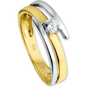 ring zirkonia 14K bicolor goud geel/wit 4206159