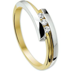 ring zirkonia 14K bicolor goud geel/wit 4206293