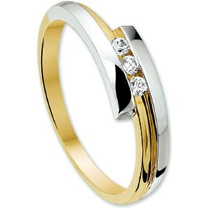 ring zirkonia 14K bicolor goud geel/wit 4206295