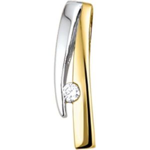 Bicolor - Hanger - Geel/Wit - 0.02ct Diamant - 14K Goud
