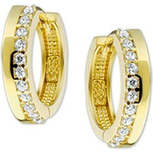 klapoorringen zirkonia 14K geelgoud 4016430