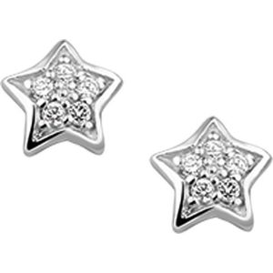 The Jewelry Collection Oorknoppen Ster Zirkonia - Zilver Gerhodineerd