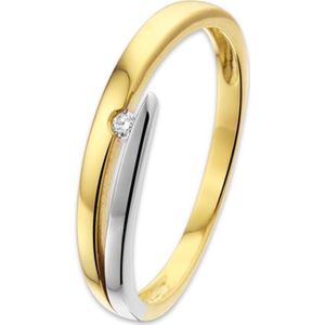 Ring - Bicolor - 14K Goud - Geel/Wit - Zirkonia