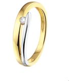 Ring - Bicolor Goud Geel/Wit - Zirkonia - Gepolijst
