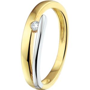 Ring - Bicolor Goud - Dames - Gepolijst - Zirkonia