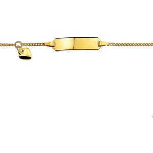 The Jewelry Collection - Graveerarmband - Geelgoud - Hart Gourmet Plaat 5,5 mm