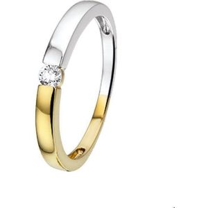 ring diamant 0.09ct h p1 14K bicolor goud geel/wit 4206715