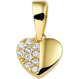 Hanger - Geelgoud - Hart - Zirkonia - 14K