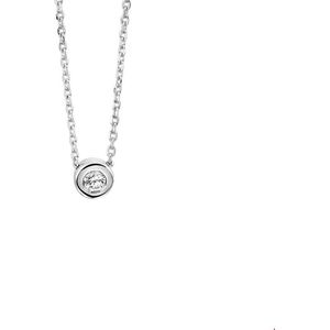 The Jewelry Collection Ketting Zirkonia 1,4 mm 42 + 3 cm - Zilver