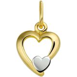 Hanger - Hart - Bicolor - Gestift - 14K Geelgoud