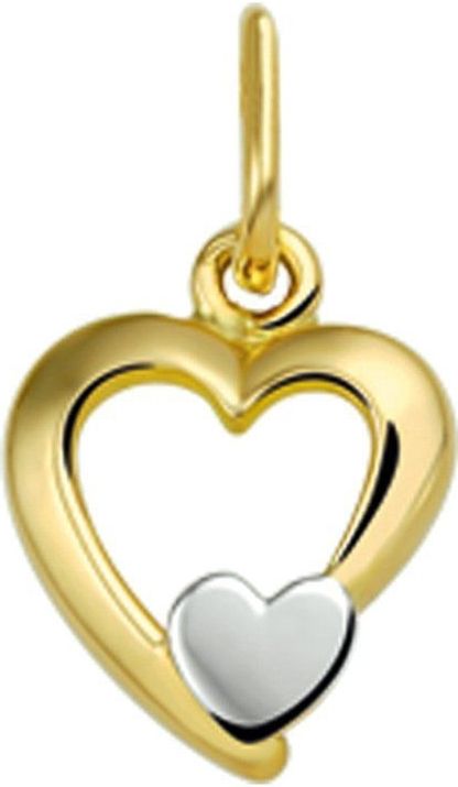Hanger - Hart - Bicolor - Gestift - 14K Geelgoud