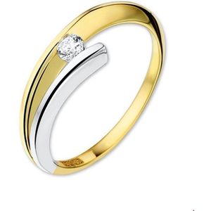ring zirkonia 14K bicolor goud geel/wit 4207117