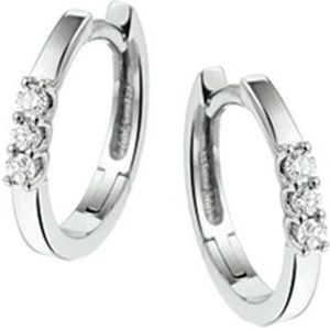 Klapoorringen - Witgoud - 0.12ct Diamant - H SI - 14K