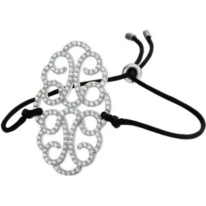 armband filigrain zirkonia 19 cm zilver gerhodineerd met rubber/nylon/leer 1800744