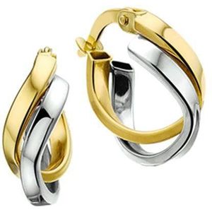 The Jewelry Collection Oorringen 5,5 mm Vlakke Buis - Bicolor Goud