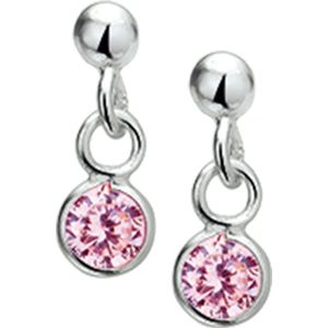 oorhangers roze zirkonia zilver wit 1019960