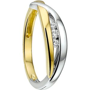 Ring - Bicolor - 14K Goud - Geel/Wit - Zirkonia