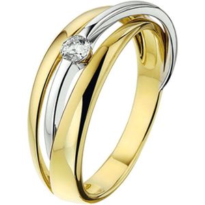 ring zirkonia 14K bicolor goud geel/wit 4207267