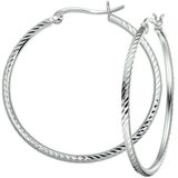 Glams oorringen gediamanteerd - 40 mm - Zilver