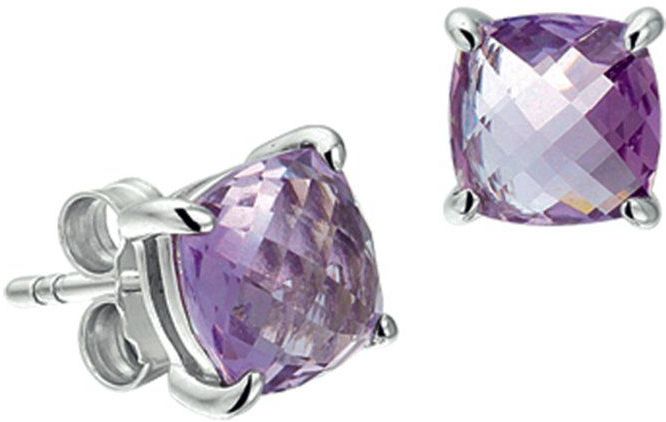 Oorknopjes - Amethist - 2.60ct - Zilver Gerhodineerd - Poussette Sluiting