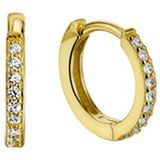 Klapoorringen - Geelgoud - 14K - Zirkonia - 1,5 mm Vlak