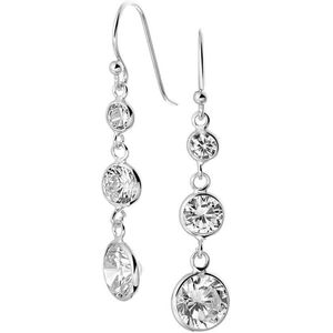 The Jewelry Collection Oorhangers Zirkonia - Zilver Gerhodineerd