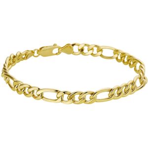 Armband - Geelgouden Figaro - 7,0 mm - 21 cm - Zilverkern - Karabijnslot