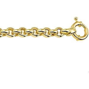 Armband - Geelgouden Jasseron - 7 mm - Groot Springslot - Zilgold