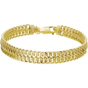 Armband - Dubbel Gourmette - Geelgoud met Zilverkern - 8 mm