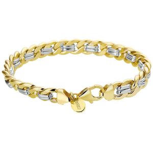 Zilgold - Armband - Bicolor - 14 Karaat Goud - Gourmette Schakel 8mm