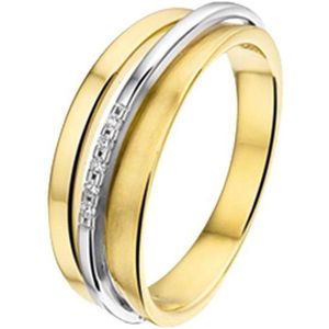 Ring - Bicolor - 14K Goud - Geel/Wit - Diamant 0.03ct H SI