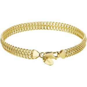 Armband - Dubbel Gourmette - Geel met Zilverkern - 14 Karaat Goud