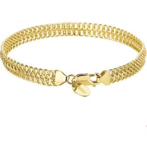 Zilgold - Dubbel Gourmette Armband - Geel met Zilverkern - 6,5 mm