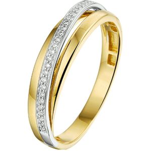 Ring - Bicolor - 14K Goud - Dames - Diamant 0.08ct H Si