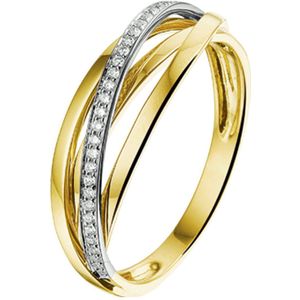 Ring - Bicolor - 14K Goud - Dames - Diamant 0.11ct H Si