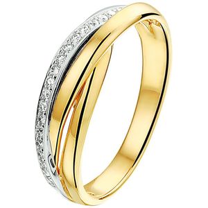 Ring - Bicolor Goud - 0.13Ct H Si - 14K - 17.00 mm (53)