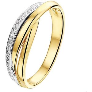 Ring - Bicolor Goud - Diamant 0.13Ct H Si - 14K - 18.50 mm