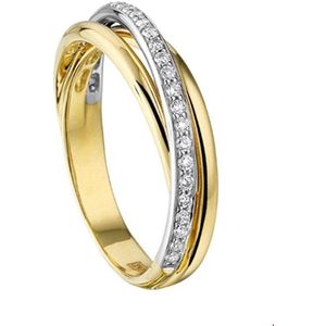 Ring - Bicolor Goud - Diamant 0.22Ct H Si - 14K - 18.00 mm (57)